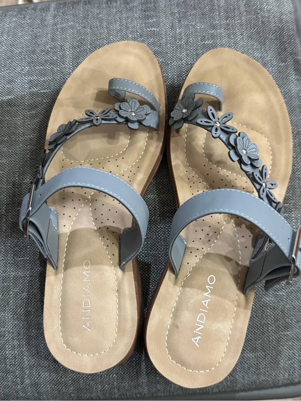 Andiamo Gray Floral Comfort Sandals for Women